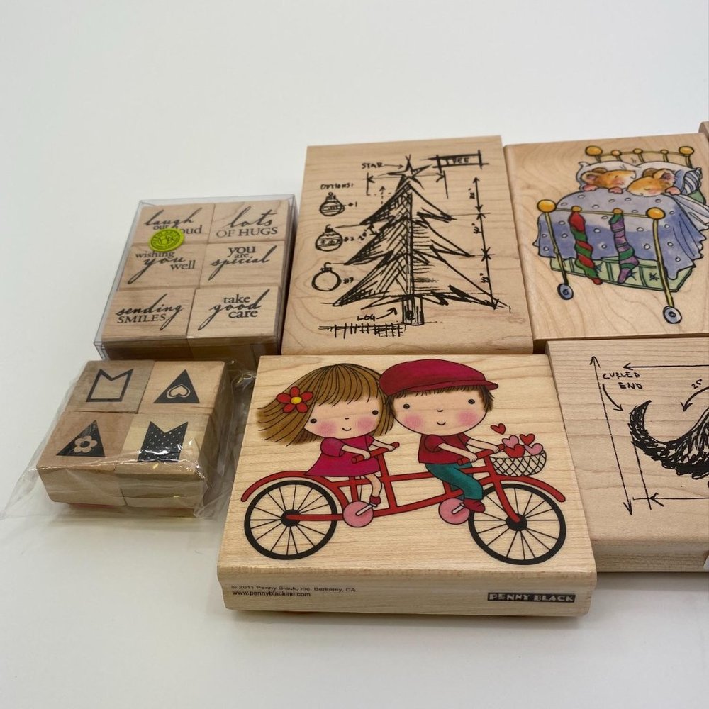 LOT OF RUBBER WOODEN STAMPS - Picture 2 of 13